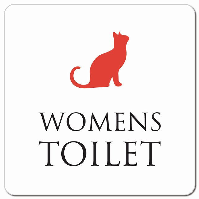 トイレ 御手洗 TOILET トイレマーク ねこ 猫 ネコ ホワイト カラー WOMENS ピクトサイン マグネット 正方形 13x13cm マグネットサイン 案内表示 施設用 ピクトグラム