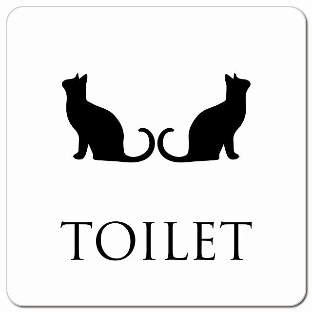トイレ 御手洗 TOILET トイレマーク ねこ 猫 ネコ ホワイト ブラック 男女マーク ピクトサイン マグネット 正方形 13x13cm マグネットサイン 案内表示 施設用 ピクトグラム
