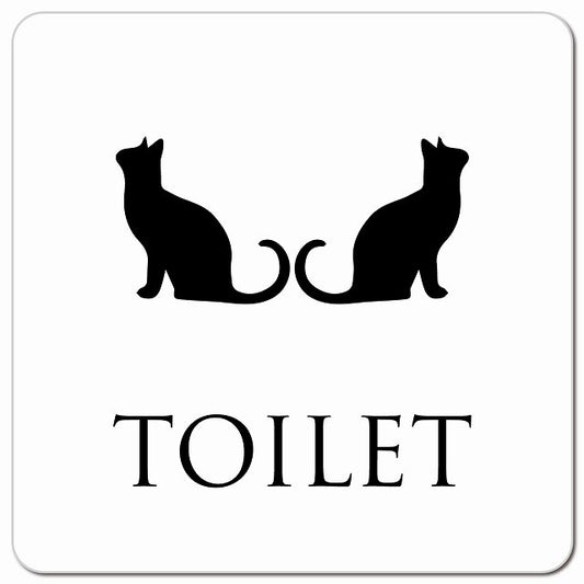 トイレ 御手洗 TOILET トイレマーク ねこ 猫 ネコ ホワイト ブラック 男女マーク ピクトサイン マグネット 正方形 13x13cm マグネットサイン 案内表示 施設用 ピクトグラム