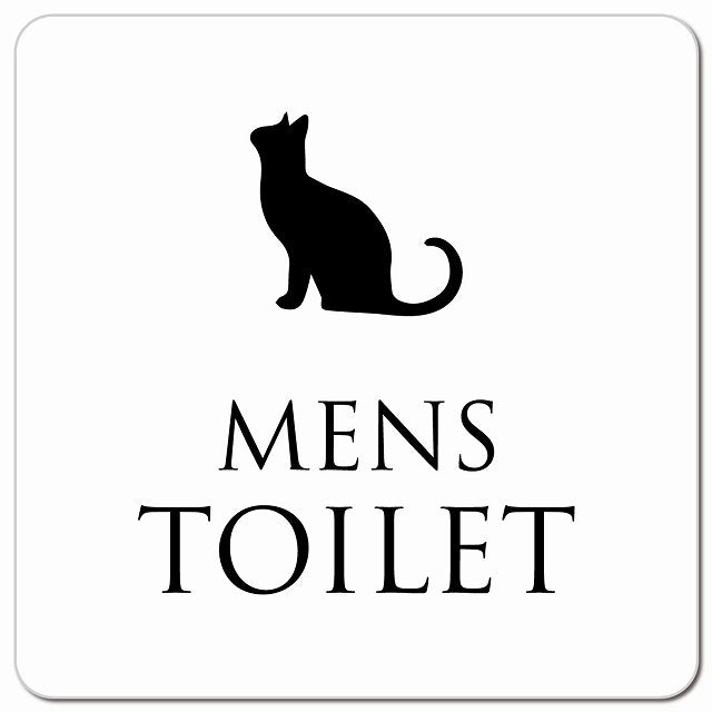 トイレ 御手洗 TOILET トイレマーク ねこ 猫 ネコ ホワイト ブラック MENS ピクトサイン マグネット 正方形 13x13cm マグネットサイン 案内表示 施設用 ピクトグラム