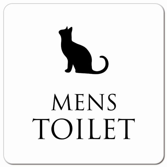 トイレ 御手洗 TOILET トイレマーク ねこ 猫 ネコ ホワイト ブラック MENS ピクトサイン マグネット 正方形 13x13cm マグネットサイン 案内表示 施設用 ピクトグラム