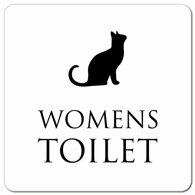 トイレ 御手洗 TOILET トイレマーク ねこ 猫 ネコ ホワイト ブラック WOMENS ピクトサイン マグネット 正方形 13x13cm マグネットサイン 案内表示 施設用 ピクトグラム