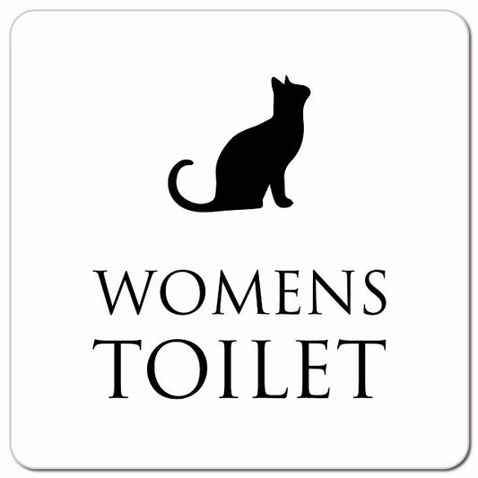 トイレ 御手洗 TOILET トイレマーク ねこ 猫 ネコ ホワイト ブラック WOMENS ピクトサイン マグネット 正方形 13x13cm マグネットサイン 案内表示 施設用 ピクトグラム