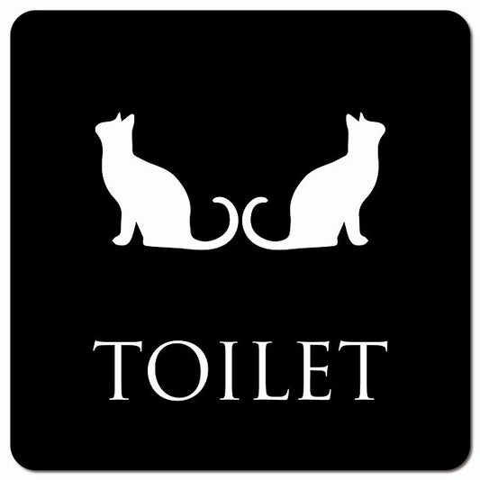 トイレ 御手洗 TOILET トイレマーク ねこ 猫 ネコ ブラック ホワイト 男女マーク ピクトサイン マグネット 正方形 13x13cm マグネットサイン 案内表示 施設用 ピクトグラム