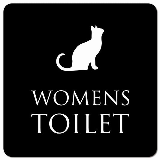 トイレ 御手洗 TOILET トイレマーク ねこ 猫 ネコ ブラック ホワイト WOMENS ピクトサイン マグネット 正方形 13x13cm マグネットサイン 案内表示 施設用 ピクトグラム