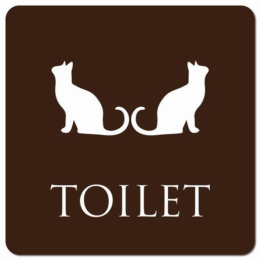 トイレ 御手洗 TOILET トイレマーク ねこ 猫 ネコ ブラウン ホワイト 男女マーク ピクトサイン マグネット 正方形 13x13cm マグネットサイン 案内表示 施設用 ピクトグラム