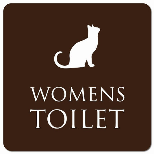 トイレ 御手洗 TOILET トイレマーク ねこ 猫 ネコ ブラウン ホワイト WOMENS ピクトサイン マグネット 正方形 13x13cm マグネットサイン 案内表示 施設用 ピクトグラム