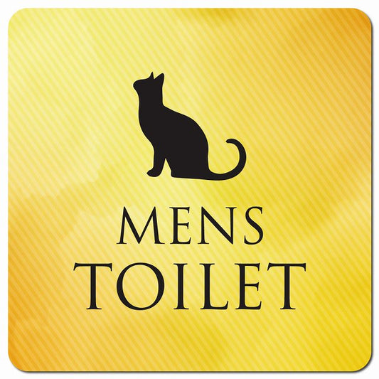 トイレ 御手洗 TOILET トイレマーク ねこ 猫 ネコ イエローグラデーション MENS ピクトサイン マグネット 正方形 13x13cm マグネットサイン 案内表示 施設用 ピクトグラム