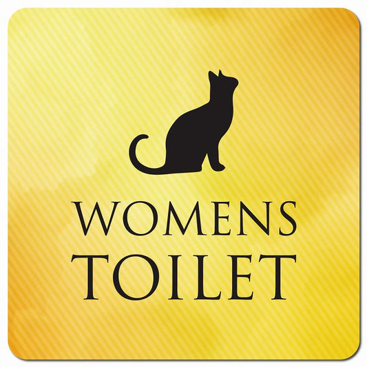 トイレ 御手洗 TOILET トイレマーク ねこ 猫 ネコ イエローグラデーション WOMENS ピクトサイン マグネット 正方形 13x13cm マグネットサイン 案内表示 施設用 ピクトグラム
