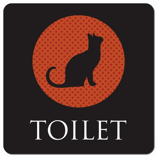 トイレ 御手洗 TOILET トイレマーク ねこ 猫 ネコ ミッドナイト風 男女マーク ピクトサイン マグネット 正方形 13x13cm マグネットサイン 案内表示 施設用 ピクトグラム