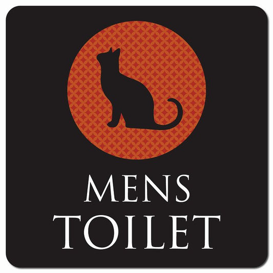 トイレ 御手洗 TOILET トイレマーク ねこ 猫 ネコ ミッドナイト風 MENS ピクトサイン マグネット 正方形 13x13cm マグネットサイン 案内表示 施設用 ピクトグラム