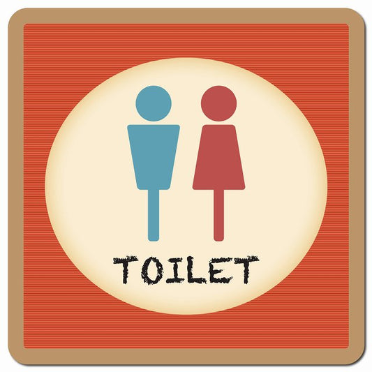 トイレ 御手洗 TOILET トイレマーク レトロ デザイン 男女マーク ピクトサイン マグネット 正方形 13x13cm マグネットサイン 案内表示 施設用 ピクトグラム
