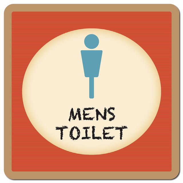 トイレ 御手洗 TOILET トイレマーク レトロ デザイン MENS ピクトサイン マグネット 正方形 13x13cm マグネットサイン 案内表示 施設用 ピクトグラム