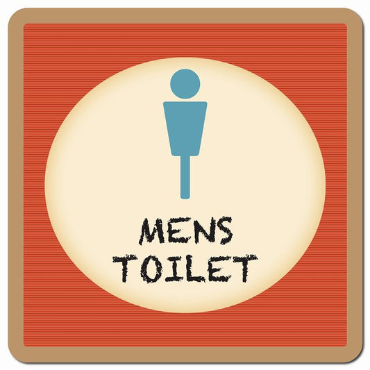 トイレ 御手洗 TOILET トイレマーク レトロ デザイン MENS ピクトサイン マグネット 正方形 13x13cm マグネットサイン 案内表示 施設用 ピクトグラム