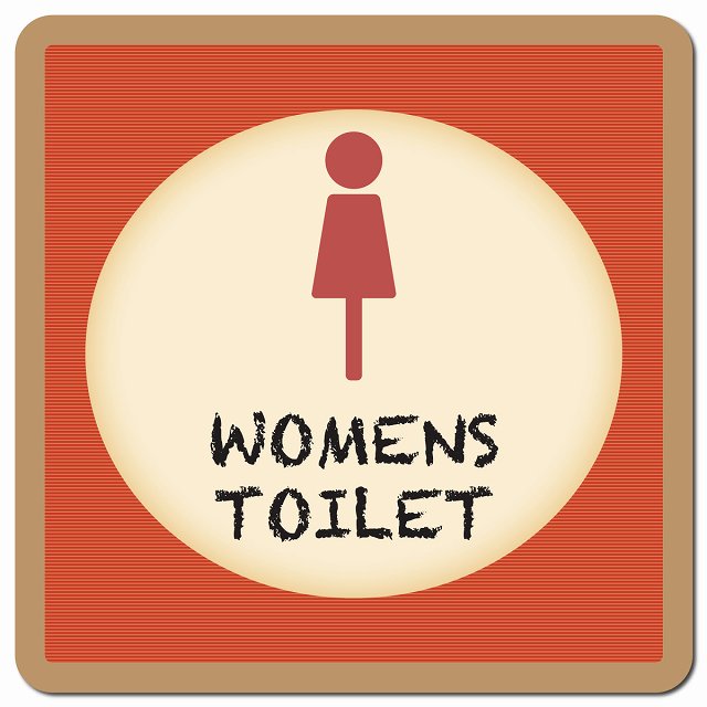 トイレ 御手洗 TOILET トイレマーク レトロ デザイン WOMENS ピクトサイン マグネット 正方形 13x13cm マグネットサイン 案内表示 施設用 ピクトグラム