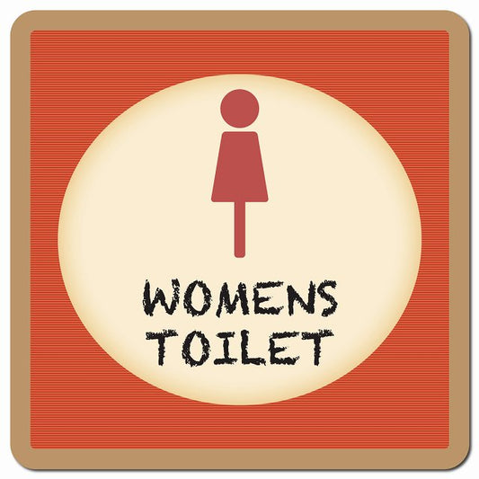 トイレ 御手洗 TOILET トイレマーク レトロ デザイン WOMENS ピクトサイン マグネット 正方形 13x13cm マグネットサイン 案内表示 施設用 ピクトグラム