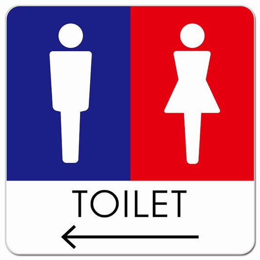 トイレ 御手洗 TOILET トイレマーク A1男女 左 矢印 ピクトサイン マグネット 正方形 13x13cm マグネットサイン 誘導表示 ピクトグラム