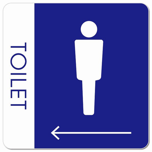トイレ 御手洗 TOILET トイレマーク A1男 左 矢印 ピクトサイン マグネット 正方形 13x13cm マグネットサイン 誘導表示 ピクトグラム