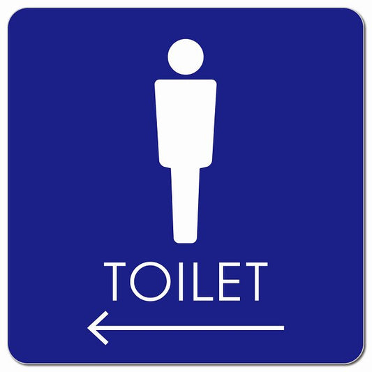 トイレ 御手洗 TOILET トイレマーク A2男 左 矢印 ピクトサイン マグネット 正方形 13x13cm マグネットサイン 誘導表示 ピクトグラム