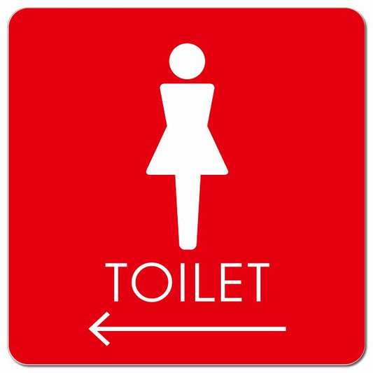 トイレ 御手洗 TOILET トイレマーク A2女 左 矢印 ピクトサイン マグネット 正方形 13x13cm マグネットサイン 誘導表示 ピクトグラム