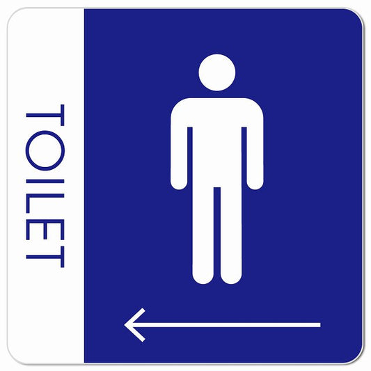 トイレ 御手洗 TOILET トイレマーク B1男 左 矢印 ピクトサイン マグネット 正方形 13x13cm マグネットサイン 誘導表示 ピクトグラム