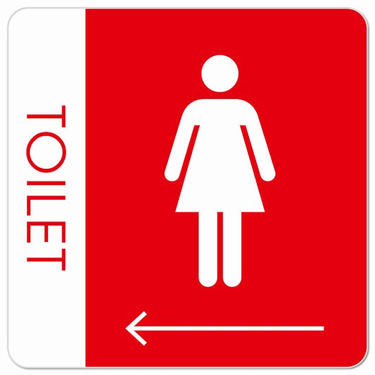 トイレ 御手洗 TOILET トイレマーク B1女 左 矢印 ピクトサイン マグネット 正方形 13x13cm マグネットサイン 誘導表示 ピクトグラム