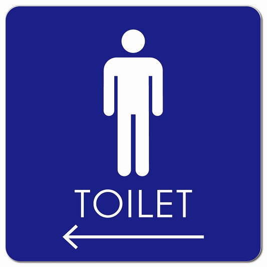 トイレ 御手洗 TOILET トイレマーク B2男 左 矢印 ピクトサイン マグネット 正方形 13x13cm マグネットサイン 誘導表示 ピクトグラム