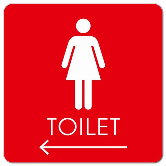 トイレ 御手洗 TOILET トイレマーク B2女 左 矢印 ピクトサイン マグネット 正方形 13x13cm マグネットサイン 誘導表示 ピクトグラム