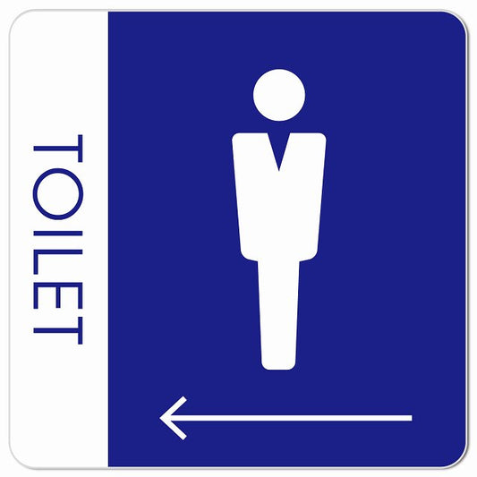 トイレ 御手洗 TOILET トイレマーク C1男 左 矢印 ピクトサイン マグネット 正方形 13x13cm マグネットサイン 誘導表示 ピクトグラム