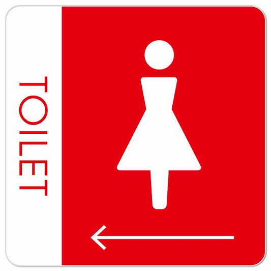トイレ 御手洗 TOILET トイレマーク C1女 左 矢印 ピクトサイン マグネット 正方形 13x13cm マグネットサイン 誘導表示 ピクトグラム