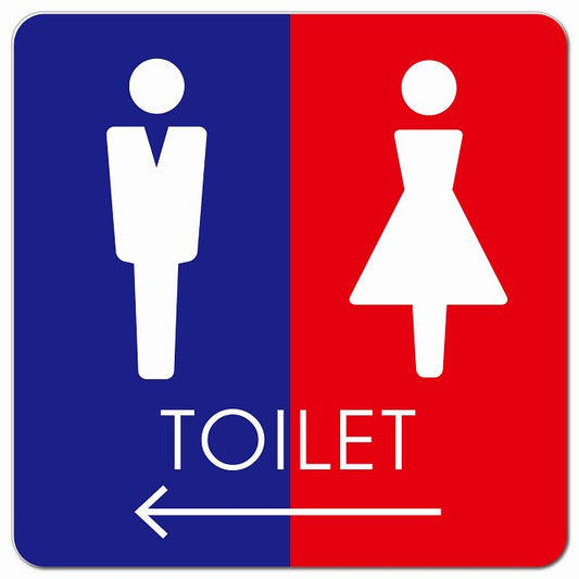 トイレ 御手洗 TOILET トイレマーク C2男女 左 矢印 ピクトサイン マグネット 正方形 13x13cm マグネットサイン 誘導表示 ピクトグラム