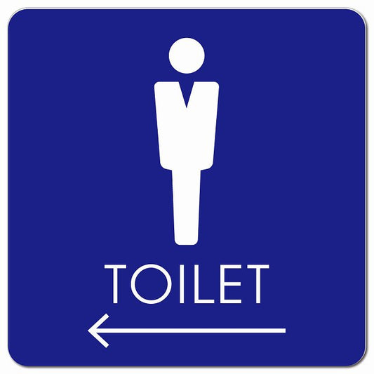 トイレ 御手洗 TOILET トイレマーク C2男 左 矢印 ピクトサイン マグネット 正方形 13x13cm マグネットサイン 誘導表示 ピクトグラム