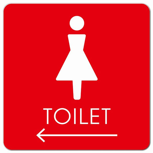 トイレ 御手洗 TOILET トイレマーク C2女 左 矢印 ピクトサイン マグネット 正方形 13x13cm マグネットサイン 誘導表示 ピクトグラム