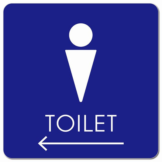 トイレ 御手洗 TOILET トイレマーク D2男 左 矢印 ピクトサイン マグネット 正方形 13x13cm マグネットサイン 誘導表示 ピクトグラム