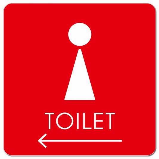 トイレ 御手洗 TOILET トイレマーク D2女 左 矢印 ピクトサイン マグネット 正方形 13x13cm マグネットサイン 誘導表示 ピクトグラム
