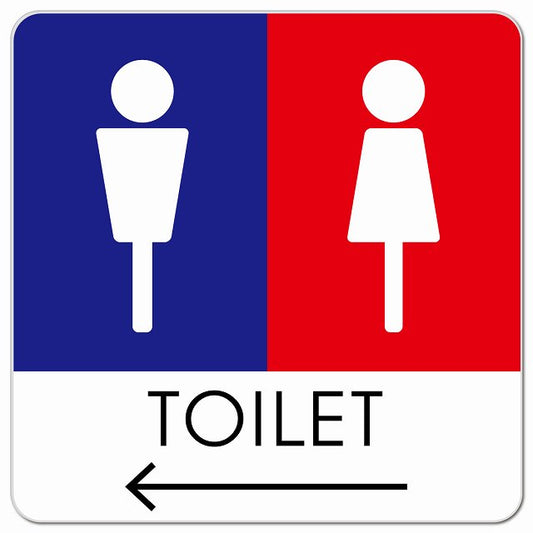 トイレ 御手洗 TOILET トイレマーク E1男女 左 矢印 ピクトサイン マグネット 正方形 13x13cm マグネットサイン 誘導表示 ピクトグラム