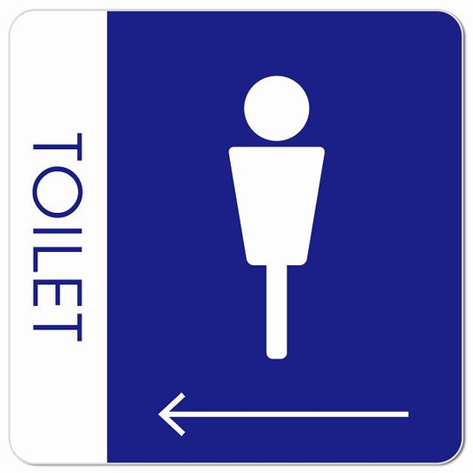 トイレ 御手洗 TOILET トイレマーク E1男 左 矢印 ピクトサイン マグネット 正方形 13x13cm マグネットサイン 誘導表示 ピクトグラム