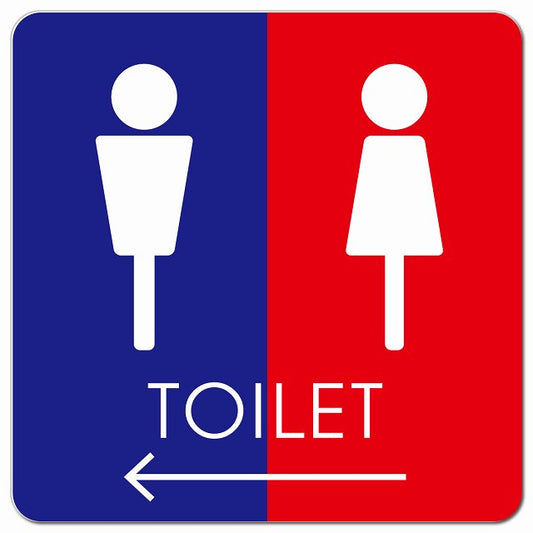 トイレ 御手洗 TOILET トイレマーク E2男女 左 矢印 ピクトサイン マグネット 正方形 13x13cm マグネットサイン 誘導表示 ピクトグラム