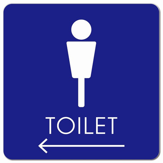 トイレ 御手洗 TOILET トイレマーク E2男 左 矢印 ピクトサイン マグネット 正方形 13x13cm マグネットサイン 誘導表示 ピクトグラム