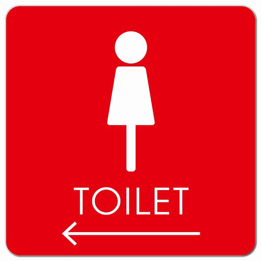 トイレ 御手洗 TOILET トイレマーク E2女 左 矢印 ピクトサイン マグネット 正方形 13x13cm マグネットサイン 誘導表示 ピクトグラム