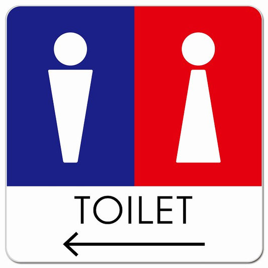 トイレ 御手洗 TOILET トイレマーク F1男女 左 矢印 ピクトサイン マグネット 正方形 13x13cm マグネットサイン 誘導表示 ピクトグラム