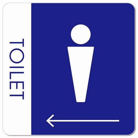 トイレ 御手洗 TOILET トイレマーク F1男 左 矢印 ピクトサイン マグネット 正方形 13x13cm マグネットサイン 誘導表示 ピクトグラム