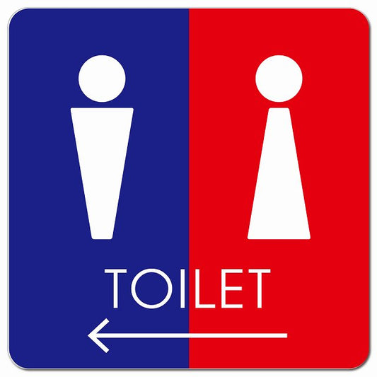 トイレ 御手洗 TOILET トイレマーク F2男女 左 矢印 ピクトサイン マグネット 正方形 13x13cm マグネットサイン 誘導表示 ピクトグラム