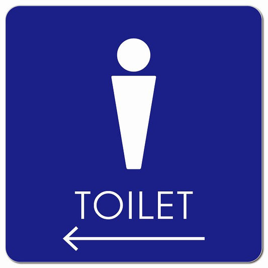 トイレ 御手洗 TOILET トイレマーク F2男 左 矢印 ピクトサイン マグネット 正方形 13x13cm マグネットサイン 誘導表示 ピクトグラム