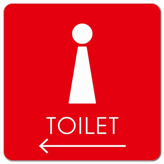 トイレ 御手洗 TOILET トイレマーク F2女 左 矢印 ピクトサイン マグネット 正方形 13x13cm マグネットサイン 誘導表示 ピクトグラム
