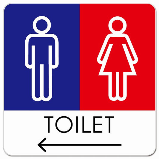 トイレ 御手洗 TOILET トイレマーク G1男女 左 矢印 ピクトサイン マグネット 正方形 13x13cm マグネットサイン 誘導表示 ピクトグラム