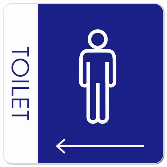 トイレ 御手洗 TOILET トイレマーク G1男 左 矢印 ピクトサイン マグネット 正方形 13x13cm マグネットサイン 誘導表示 ピクトグラム