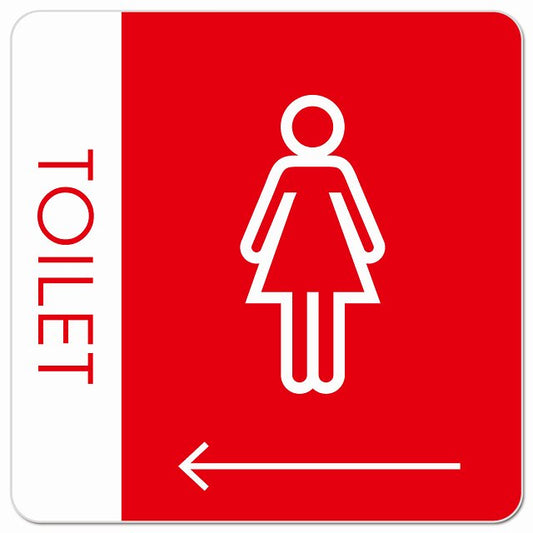 トイレ 御手洗 TOILET トイレマーク G1女 左 矢印 ピクトサイン マグネット 正方形 13x13cm マグネットサイン 誘導表示 ピクトグラム