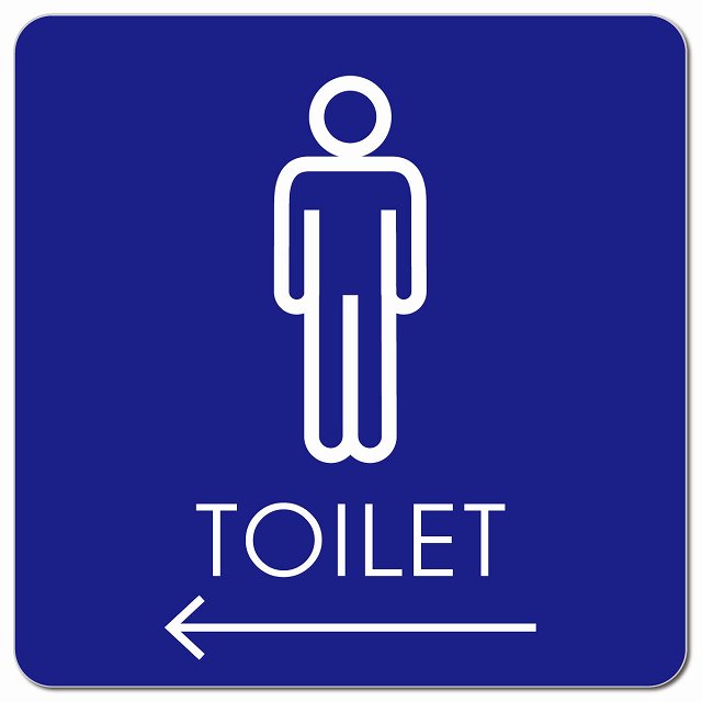 トイレ 御手洗 TOILET トイレマーク G2男 左 矢印 ピクトサイン マグネット 正方形 13x13cm マグネットサイン 誘導表示 ピクトグラム
