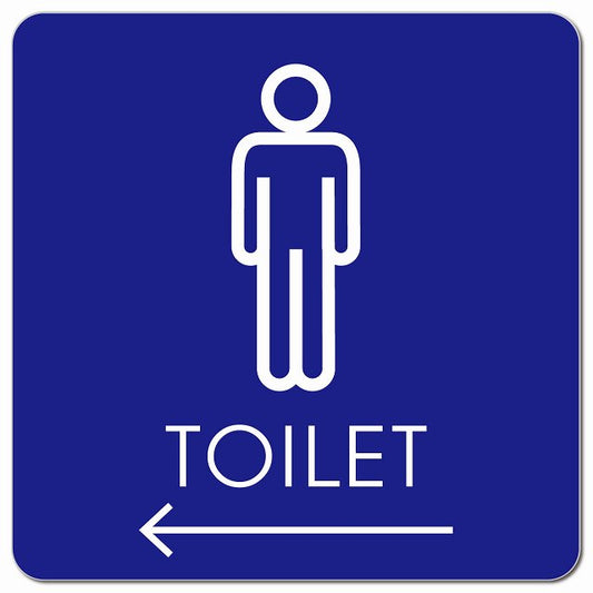 トイレ 御手洗 TOILET トイレマーク G2男 左 矢印 ピクトサイン マグネット 正方形 13x13cm マグネットサイン 誘導表示 ピクトグラム